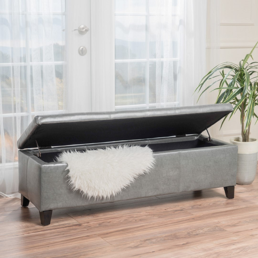 Christopher Knight Home® Contemporary Upholstered Glouster Storage Ottoman Version 2 - 51.25 Inches Wide, 17.50 Inches Deep, 16.25 Inches High