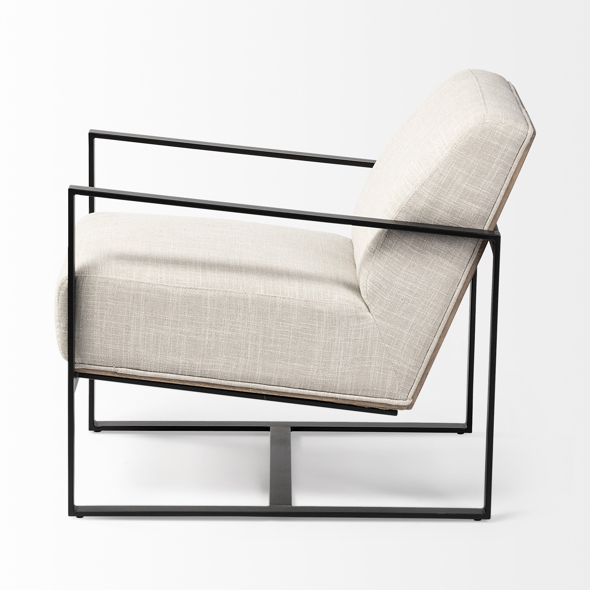 32-Inch Stylish and Durable Cream and Black Fabric Armchair with Soft Cushioning for Elegant Home Decor