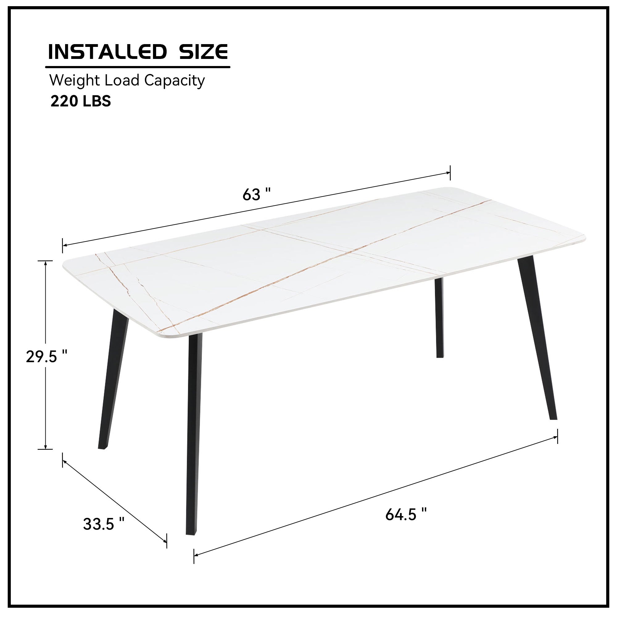 63'' Modern White Porcelain Dining & Coffee Side Table J3710, Easy to Assemble