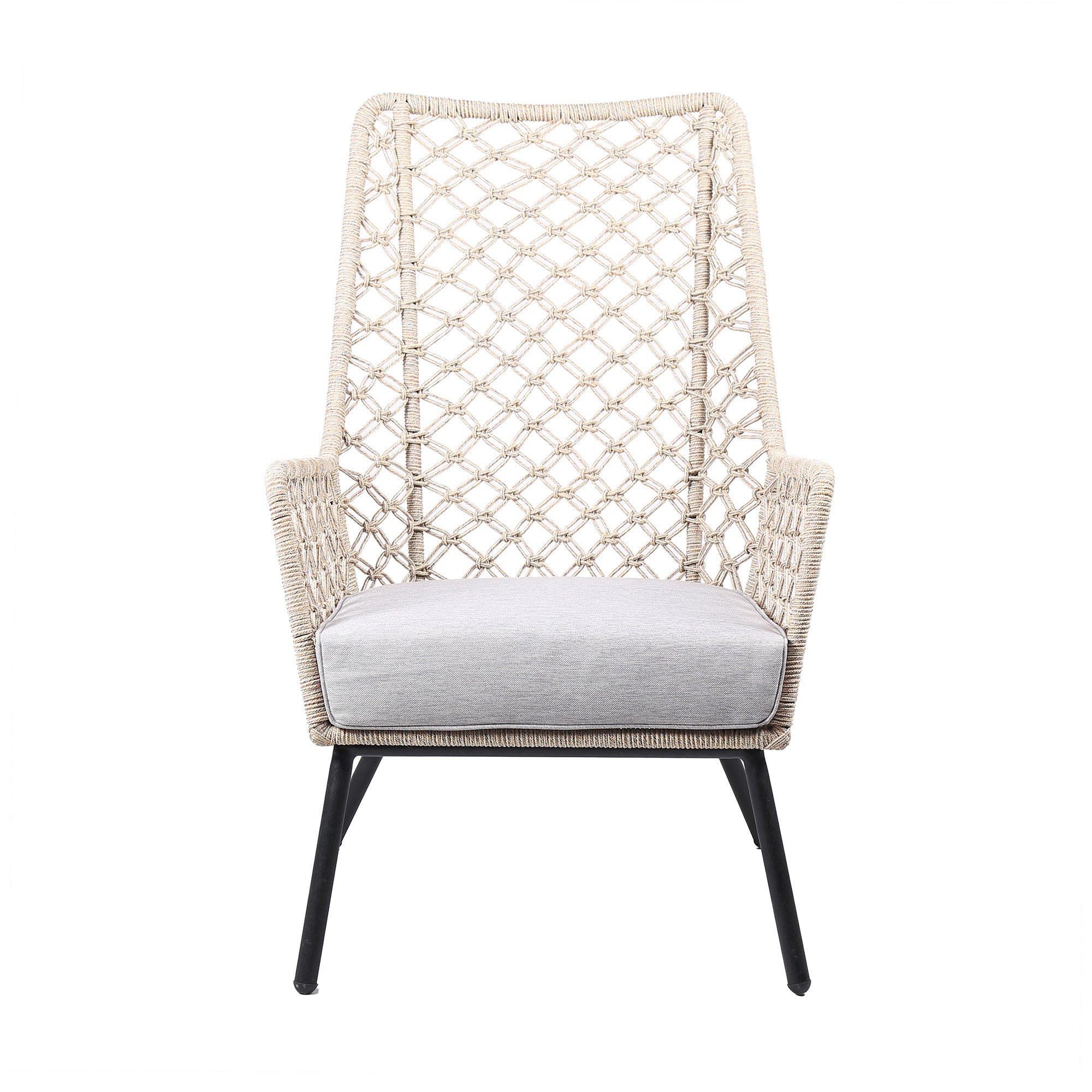 26-Inch Gray Metal Outdoor Dining Armchair with Comfortable Gray Cushion - Enhance Your Patio Dining Style Instantly!