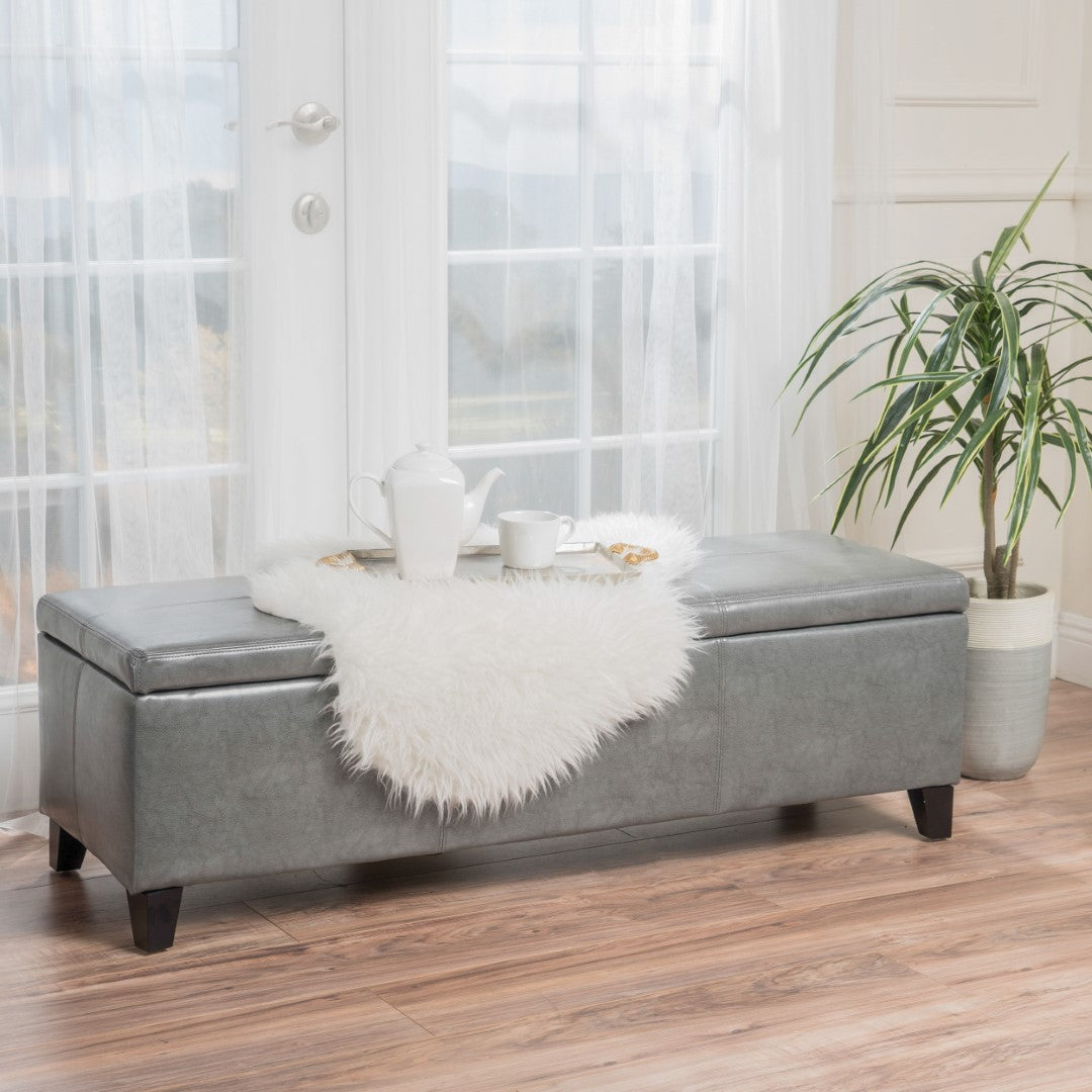 Christopher Knight Home® Contemporary Upholstered Glouster Storage Ottoman Version 2 - 51.25 Inches Wide, 17.50 Inches Deep, 16.25 Inches High