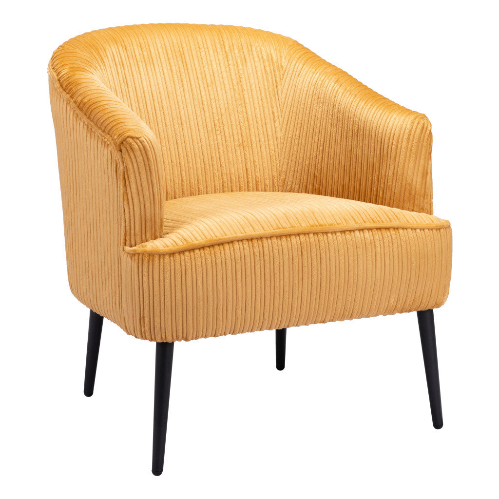 26-Inch Yellow and Black Corduroy Tufted Armchair: Stylish and Comfortable Design