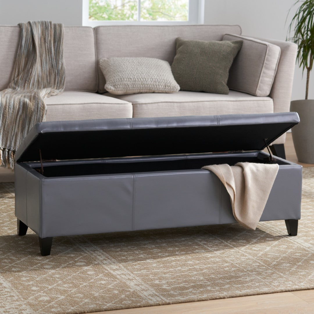 Christopher Knight Home® Contemporary Upholstered Glouster Storage Ottoman Version 2 - 51.25 Inches Wide, 17.50 Inches Deep, 16.25 Inches High