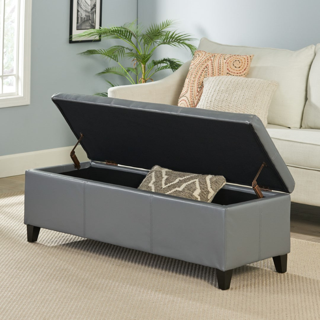 Christopher Knight Home® Contemporary Upholstered Glouster Storage Ottoman Version 2 - 51.25 Inches Wide, 17.50 Inches Deep, 16.25 Inches High
