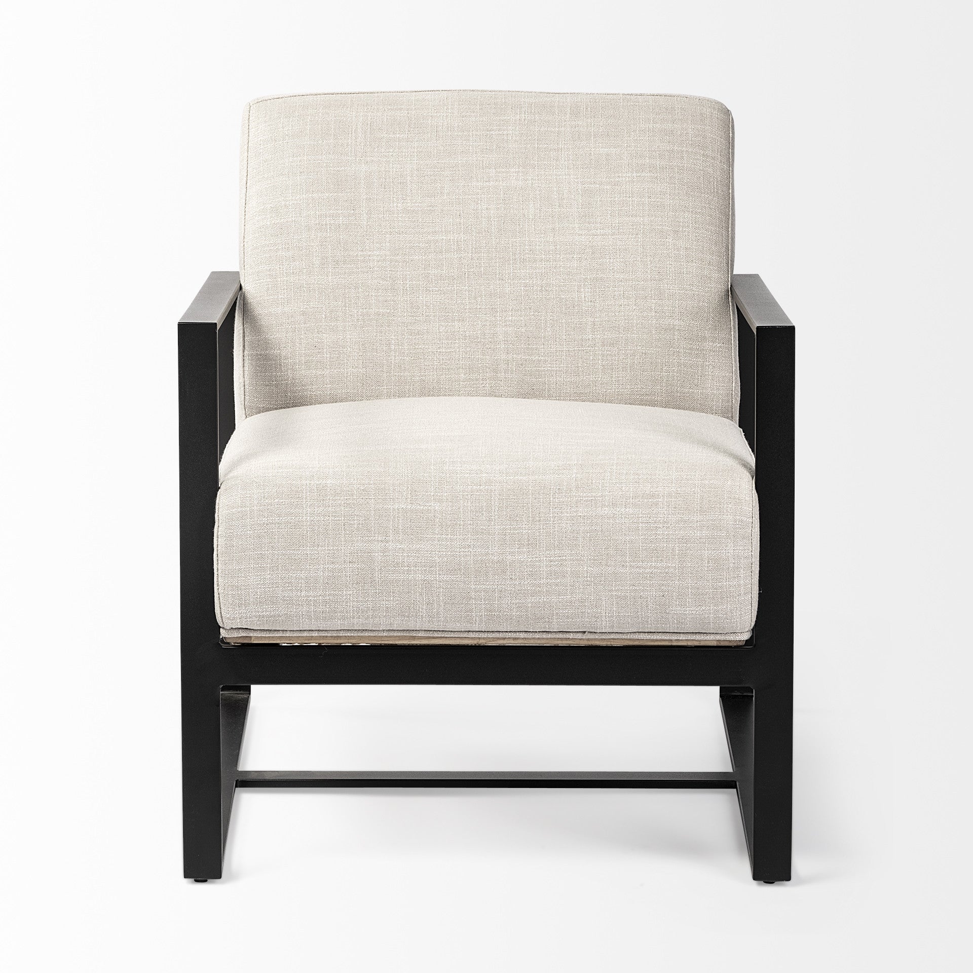 32-Inch Stylish and Durable Cream and Black Fabric Armchair with Soft Cushioning for Elegant Home Decor