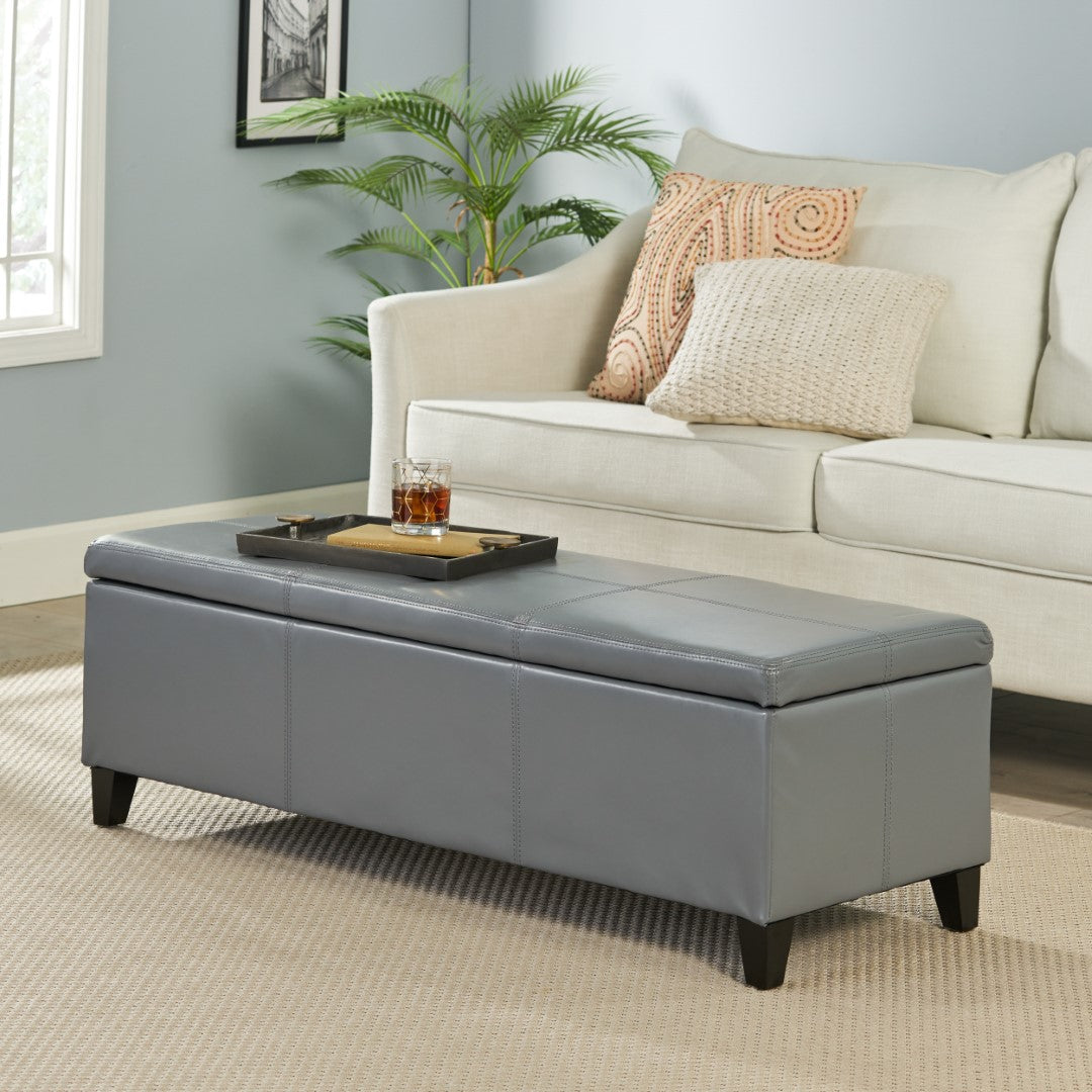 Christopher Knight Home® Contemporary Upholstered Glouster Storage Ottoman Version 2 - 51.25 Inches Wide, 17.50 Inches Deep, 16.25 Inches High