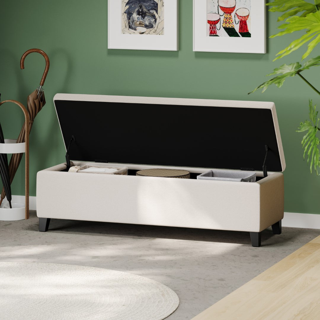 Christopher Knight Home® Contemporary Upholstered Glouster Storage Ottoman Version 2 - 51.25 Inches Wide, 17.50 Inches Deep, 16.25 Inches High