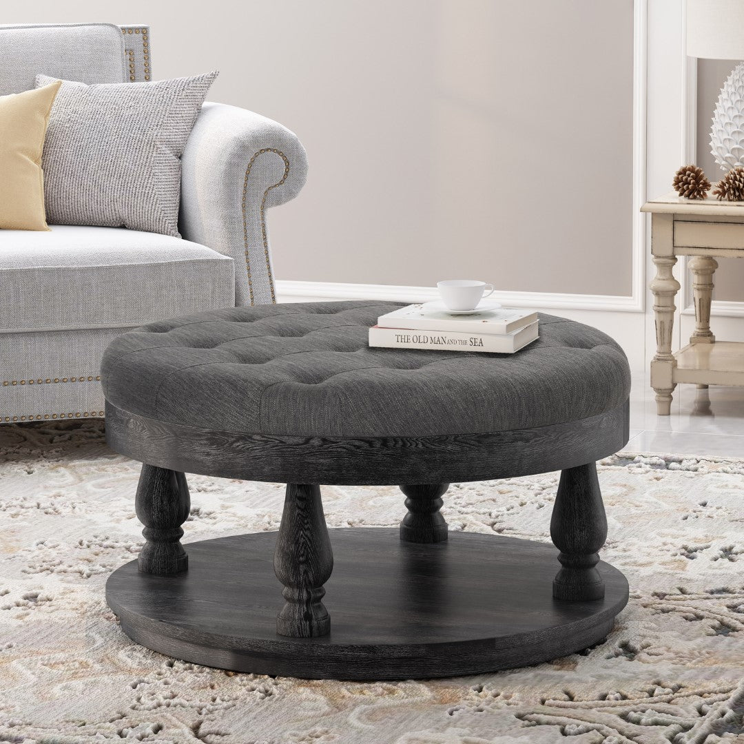 Christopher Knight Home® Contemporary and Stylish Fabric Round Ottoman: A Comfortable and Versatile Addition to Your Living Space