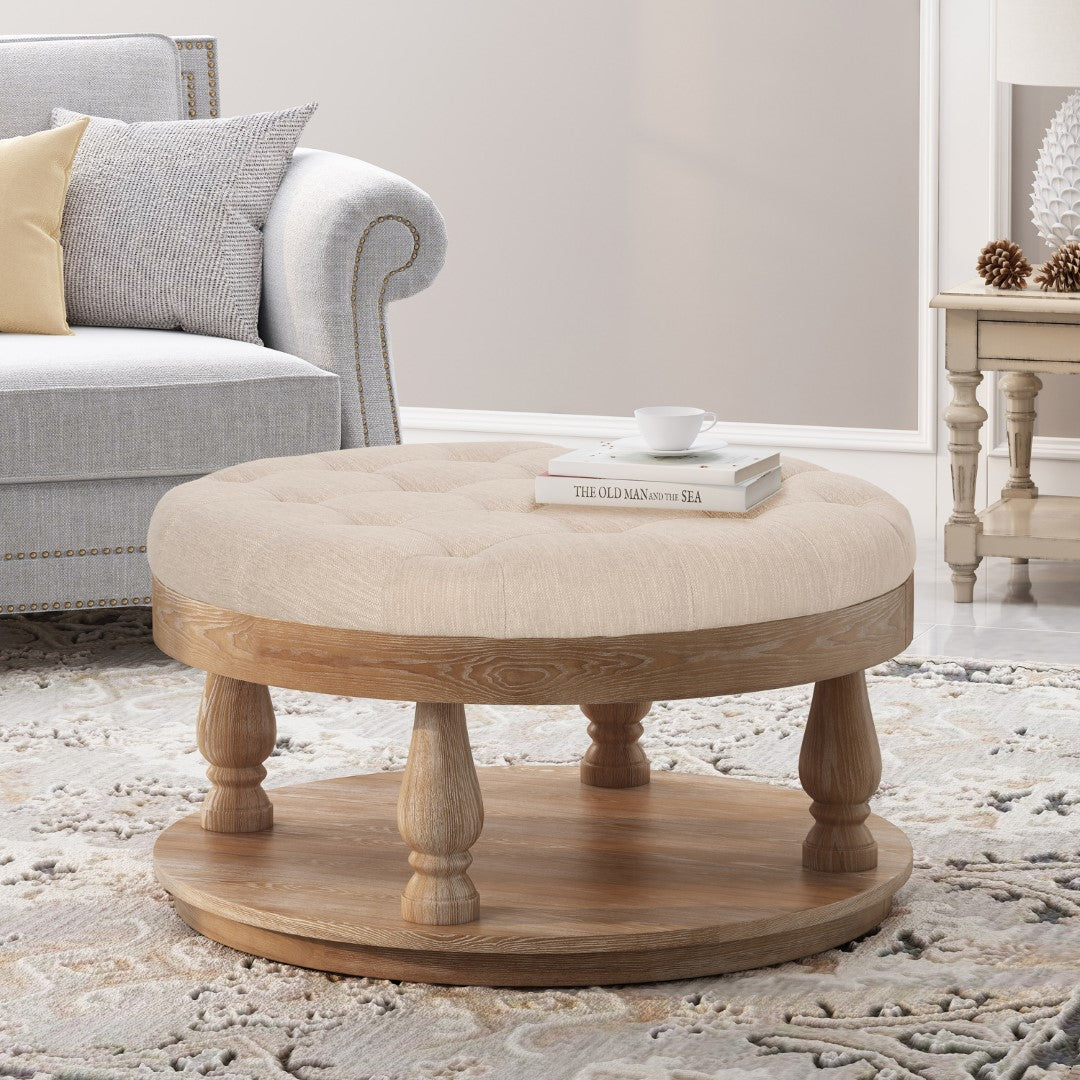 Christopher Knight Home® Contemporary and Stylish Fabric Round Ottoman: A Comfortable and Versatile Addition to Your Living Space