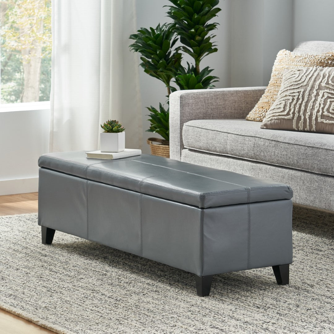 Christopher Knight Home® Contemporary Upholstered Glouster Storage Ottoman Version 2 - 51.25 Inches Wide, 17.50 Inches Deep, 16.25 Inches High
