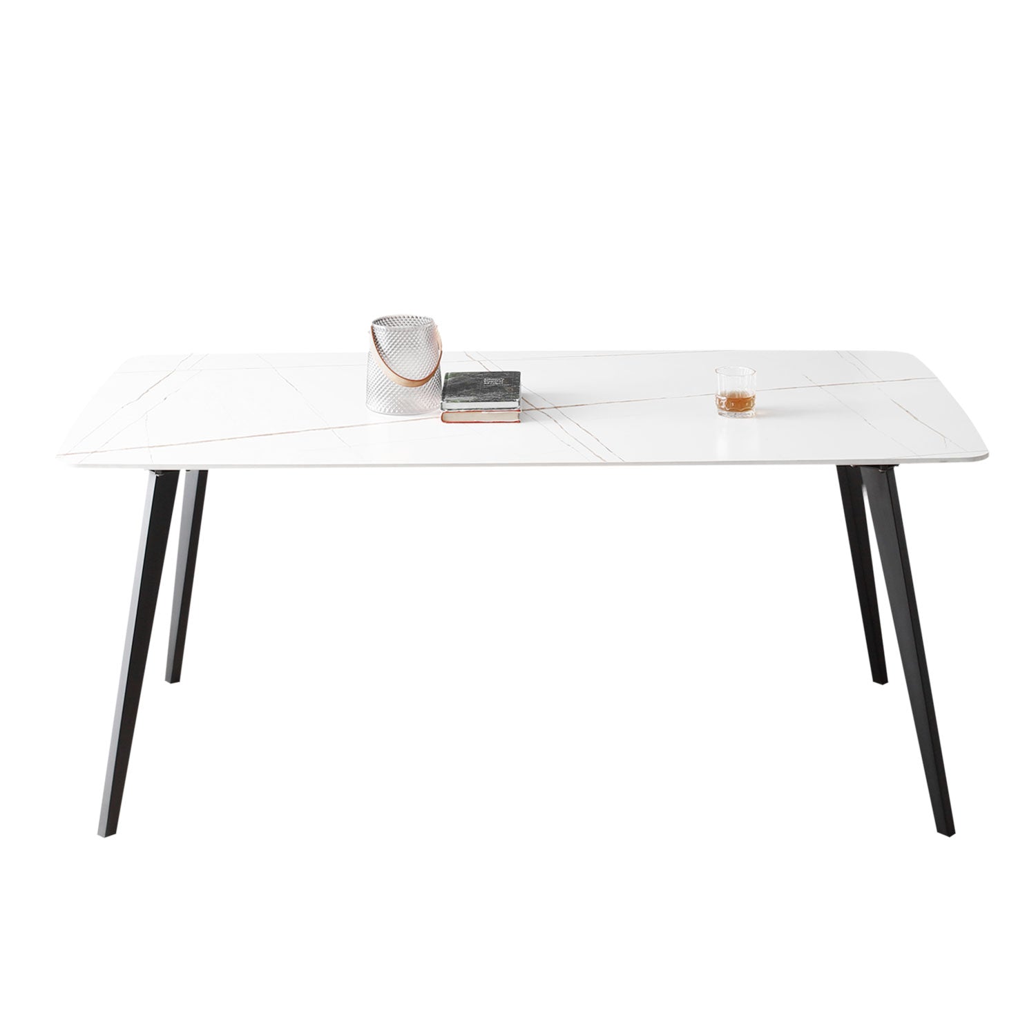 63'' Modern White Porcelain Dining & Coffee Side Table J3710, Easy to Assemble