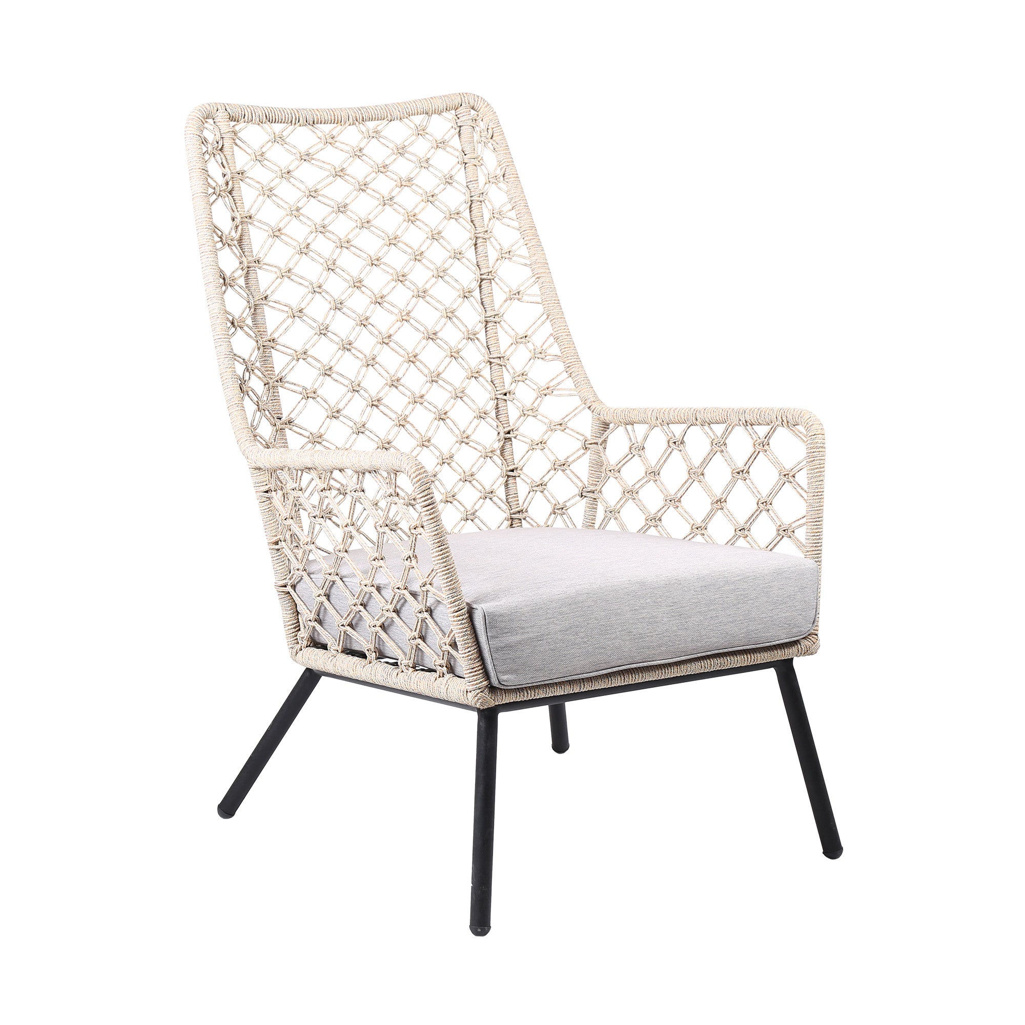 26-Inch Gray Metal Outdoor Dining Armchair with Comfortable Gray Cushion - Enhance Your Patio Dining Style Instantly!