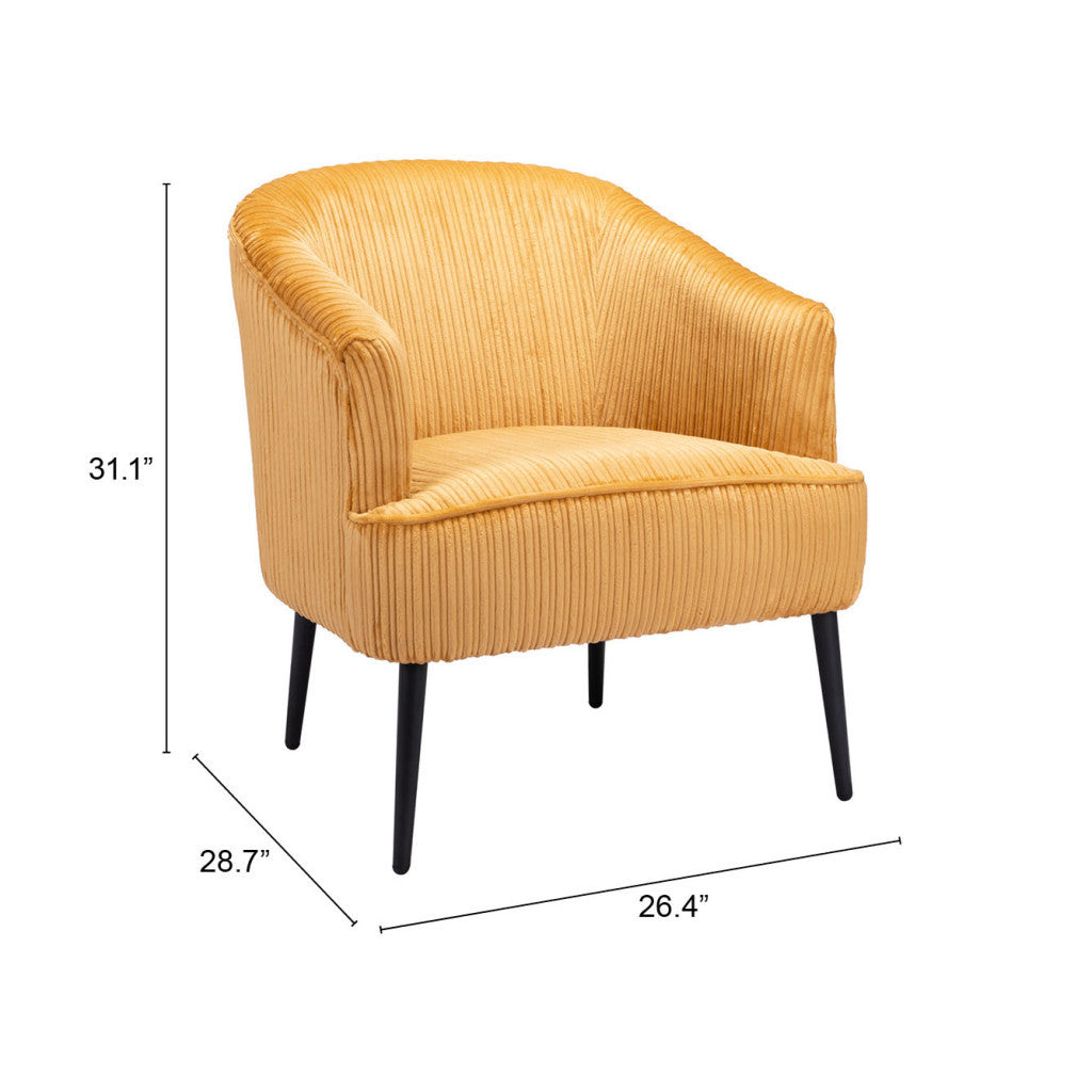 26-Inch Yellow and Black Corduroy Tufted Armchair: Stylish and Comfortable Design