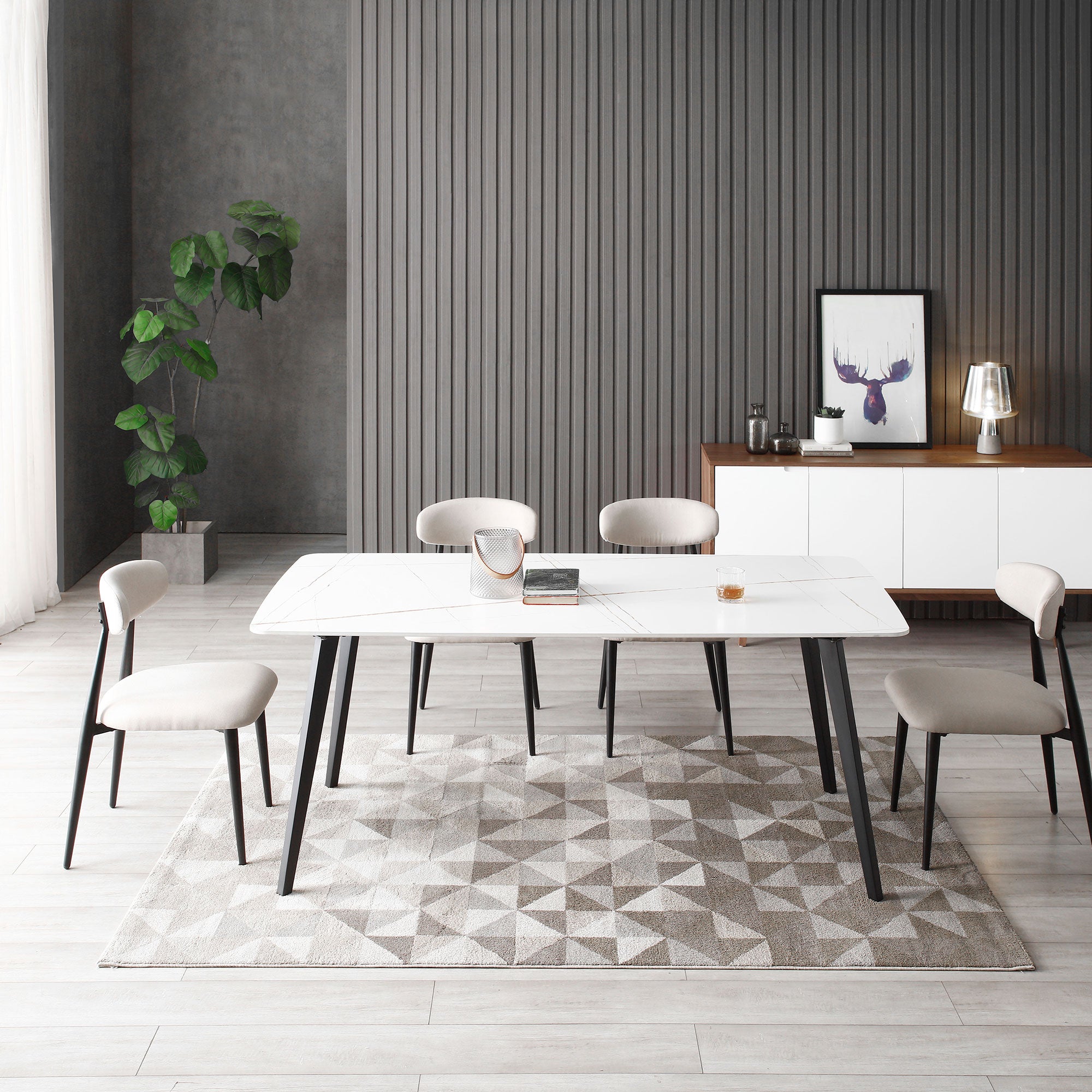 63'' Modern White Porcelain Dining & Coffee Side Table J3710, Easy to Assemble