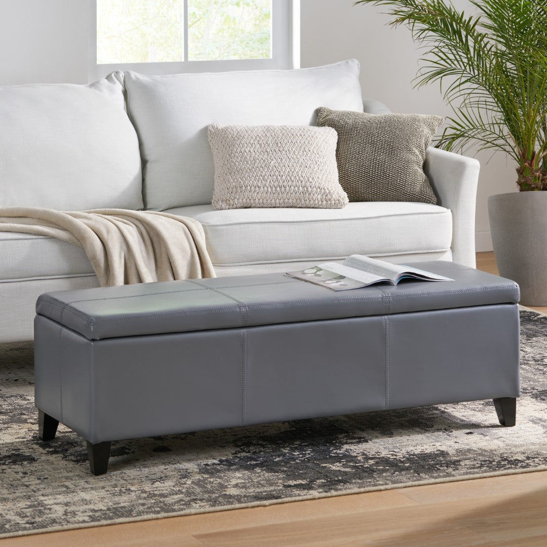 Christopher Knight Home® Contemporary Upholstered Glouster Storage Ottoman Version 2 - 51.25 Inches Wide, 17.50 Inches Deep, 16.25 Inches High