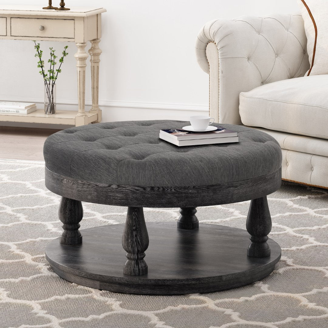 Christopher Knight Home® Contemporary and Stylish Fabric Round Ottoman: A Comfortable and Versatile Addition to Your Living Space