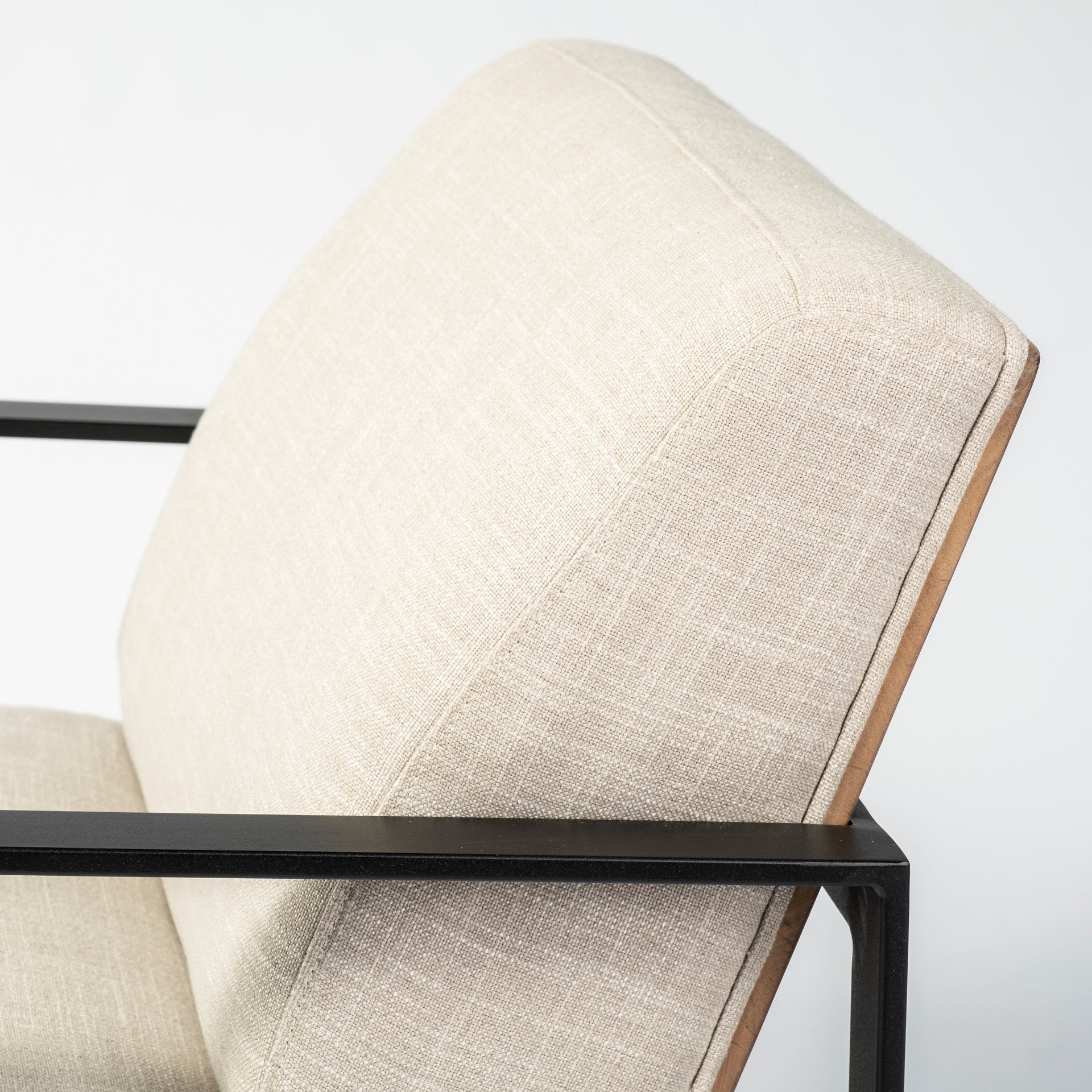 32-Inch Stylish and Durable Cream and Black Fabric Armchair with Soft Cushioning for Elegant Home Decor