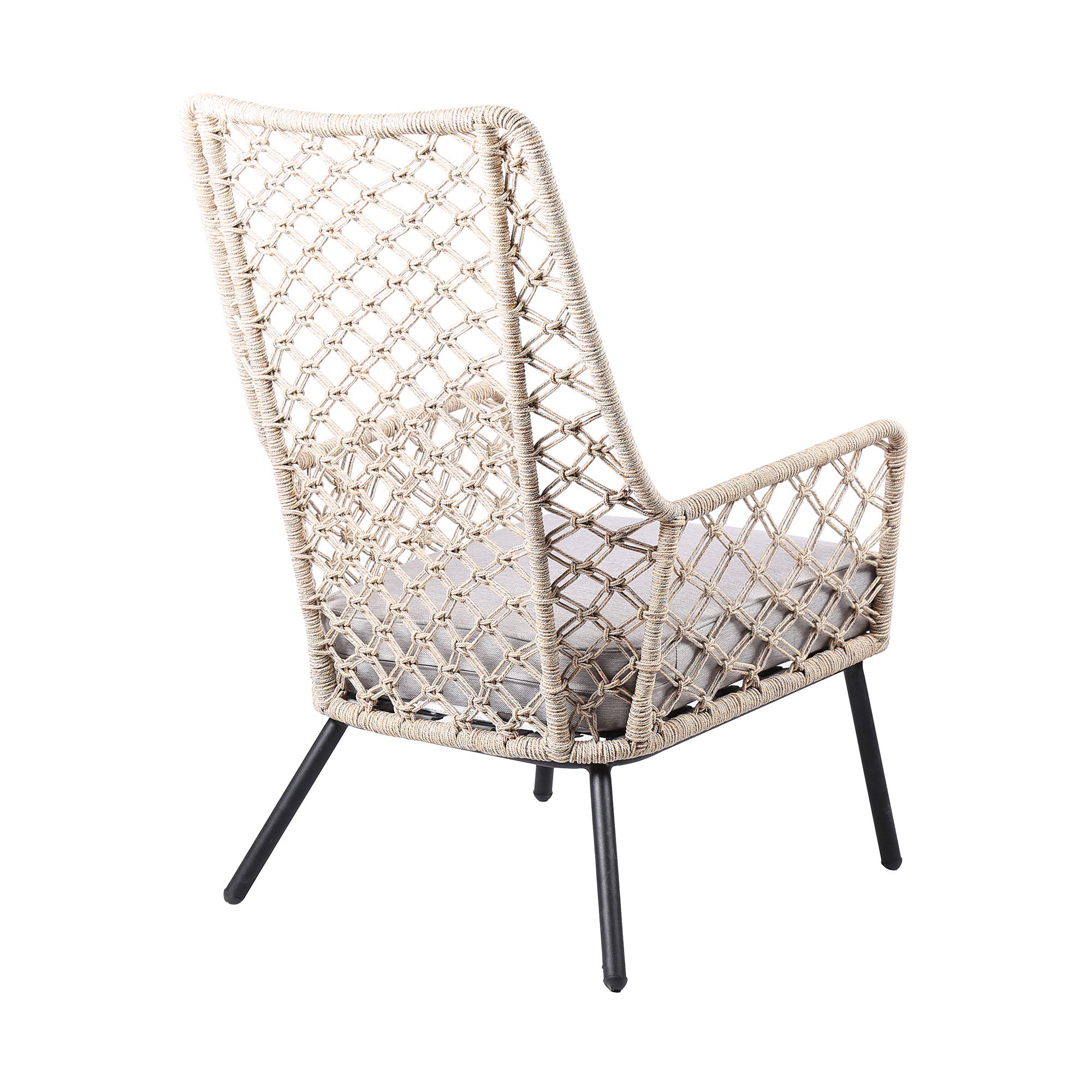 26-Inch Gray Metal Outdoor Dining Armchair with Comfortable Gray Cushion - Enhance Your Patio Dining Style Instantly!