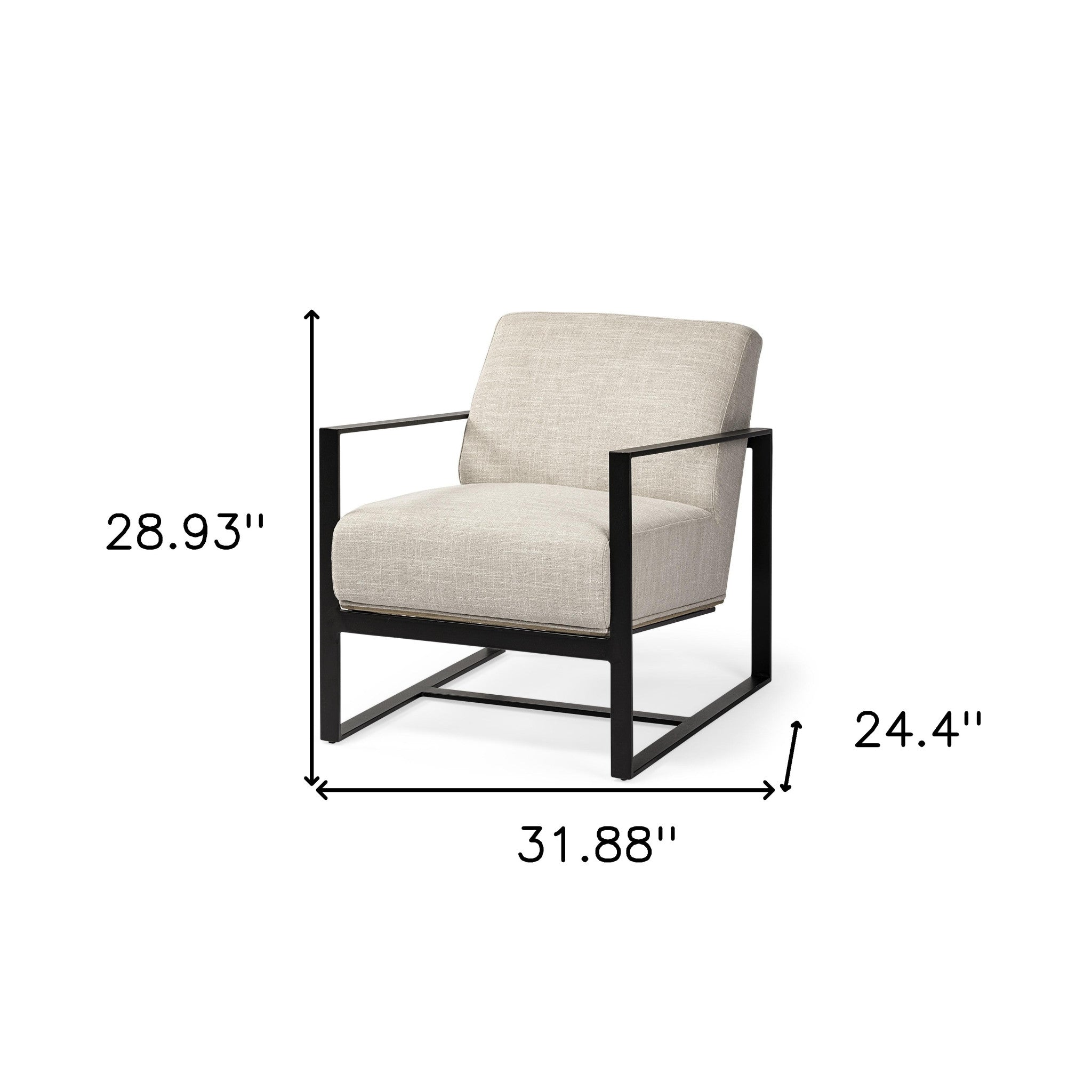 32-Inch Stylish and Durable Cream and Black Fabric Armchair with Soft Cushioning for Elegant Home Decor