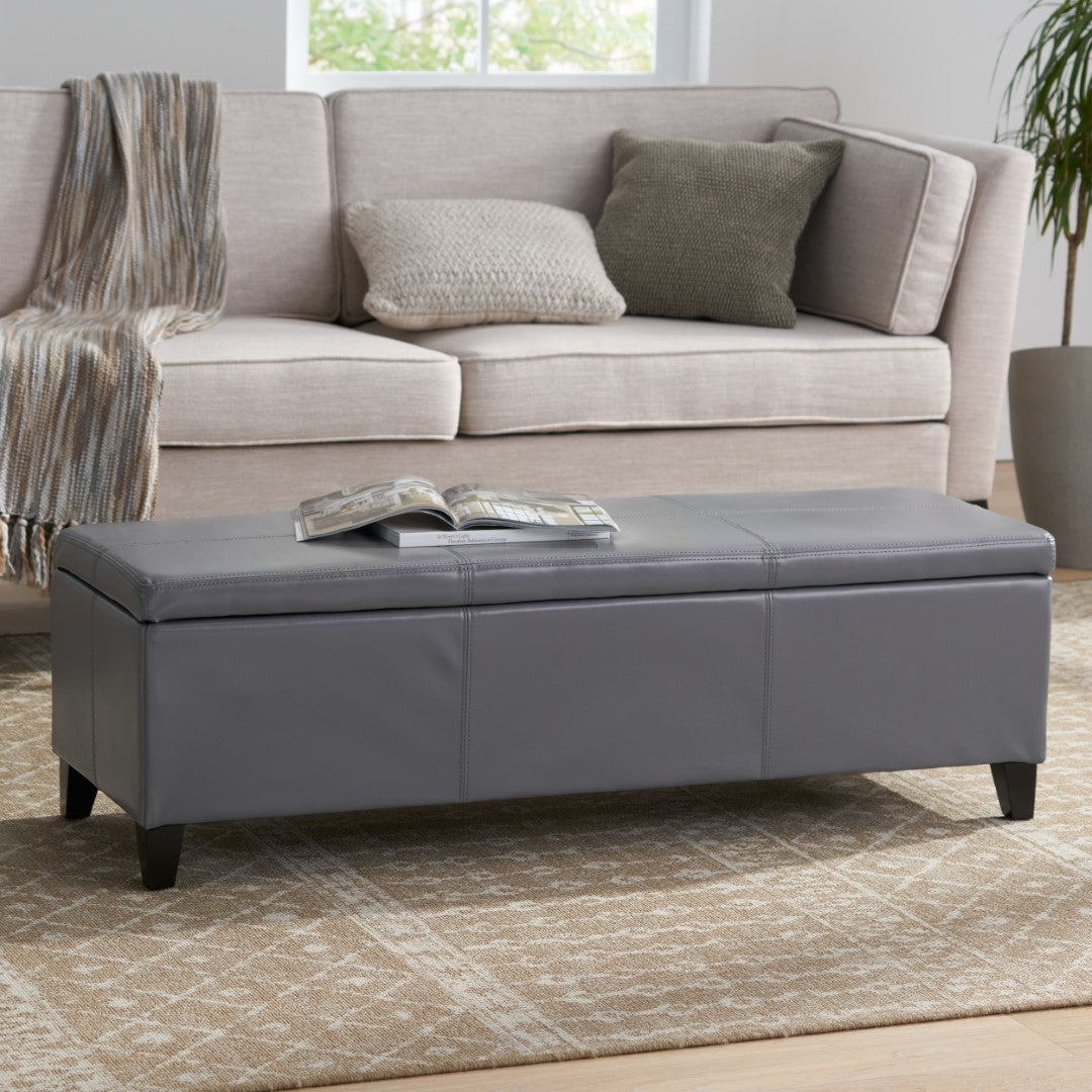 Christopher Knight Home® Contemporary Upholstered Glouster Storage Ottoman Version 2 - 51.25 Inches Wide, 17.50 Inches Deep, 16.25 Inches High