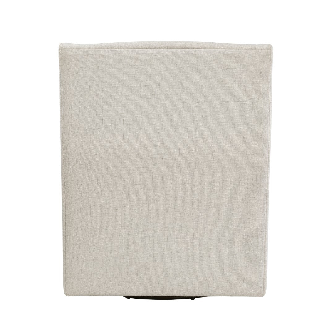 Chic Modern Beige Textured Fabric Swivel Accent Chair with Solid Wood Frame