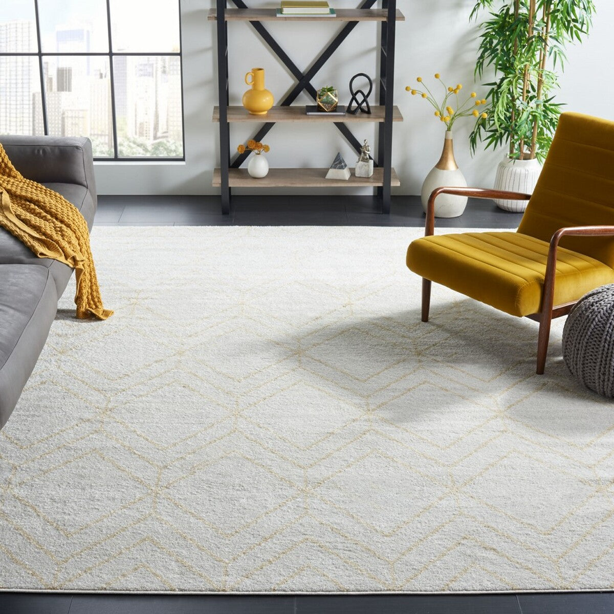 Stylish Adirondack Area Rug: Durable Blend of Polypropylene, Jute & Polyester