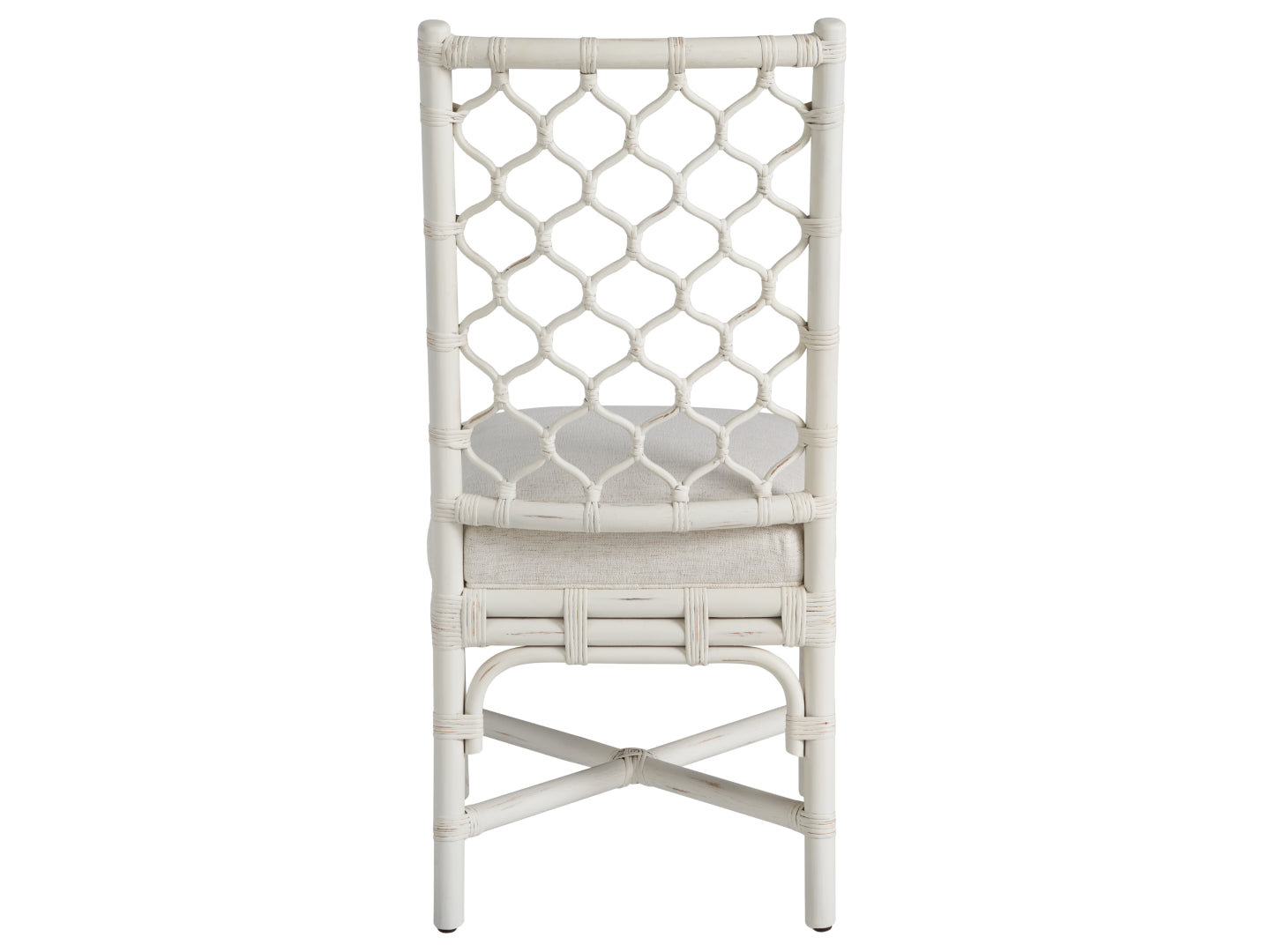 Set of 2 Marco Side Chairs - Stylish Quatrefoil Design, Comfort Upholstery in White Rattan Finish