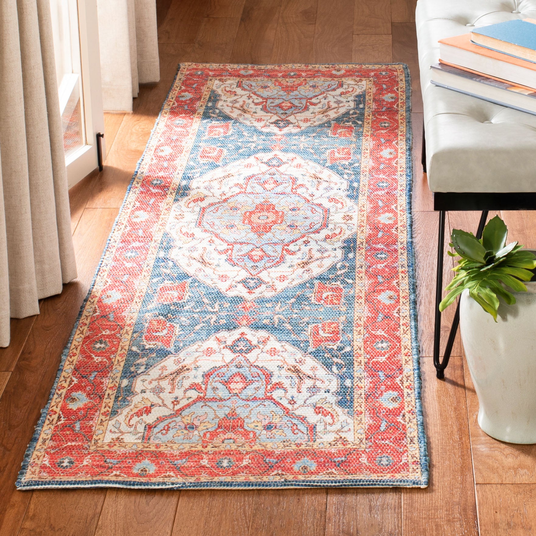 Exquisite Hand - Woven Polyester and Cotton Saffron Rug: A Durable and Stylish Option for Home Decor