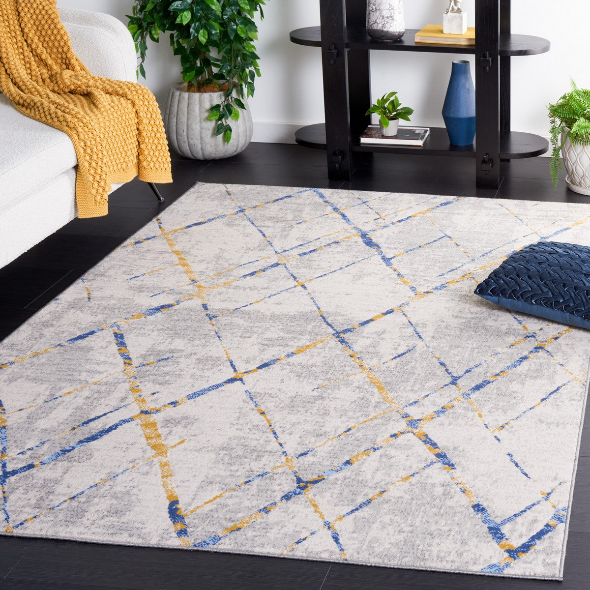 Stylish Modern Power Loomed Area Rug - Durable Polyester & Cotton Blend for Living Spaces