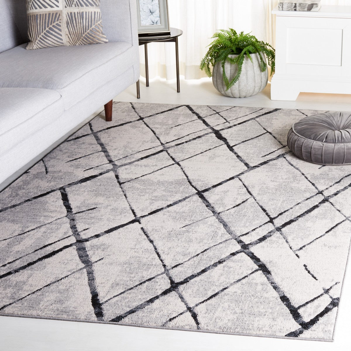 Stylish Modern Power Loomed Area Rug - Durable Polyester & Cotton Blend for Living Spaces